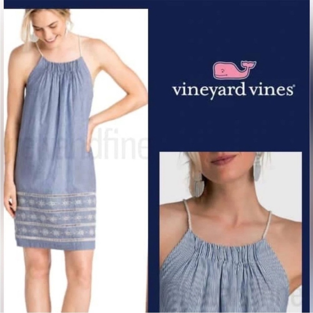Vineyard Vines Sundress Sandbar Striped Embroidered Seersucker Cotton Sz Small